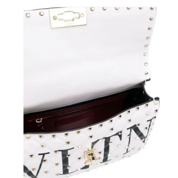 Valentino Garavani Rockstud Spike VLTN  Leather Medium Chain Top Handle Purse - Picture 12 of 16